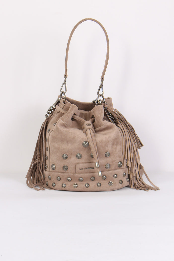 Secchiello Suede Frange Taupe