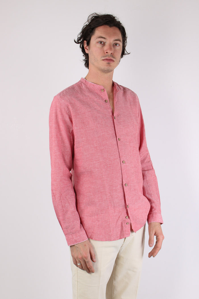 Camicia Lino Coreana Corallo-6
