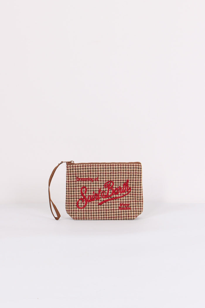 Pochette Pied De Poule Soft Rosso/beige