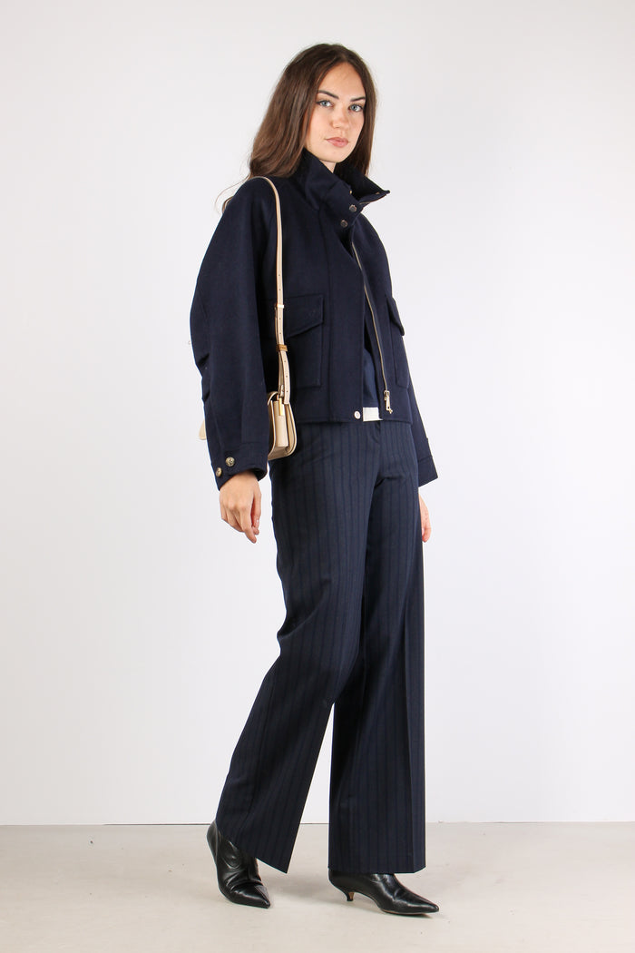 Giaccone Corto Tasche Blu-5