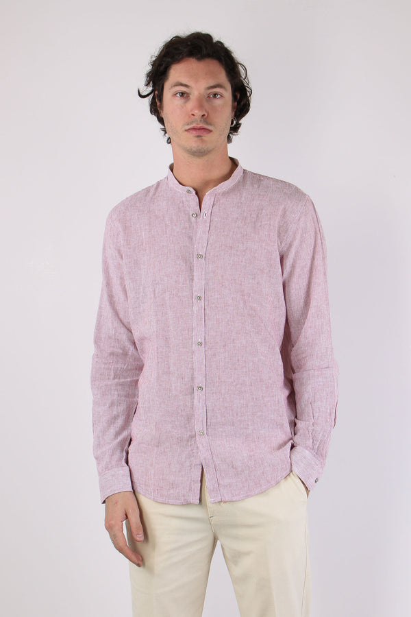 Camicia Lino Microriga Bordo