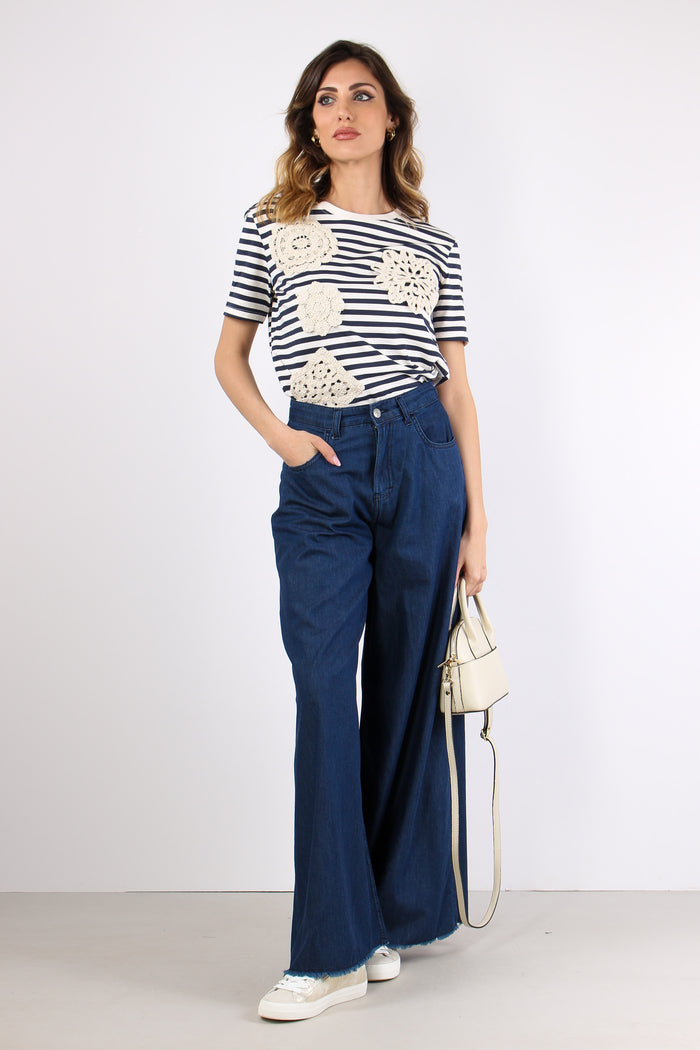Pantalone Palazzo 5 Tasche Cha Denim-5