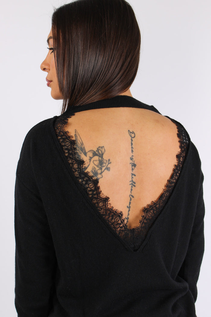 Maxi Maglia Retro Pizzo Nero-5