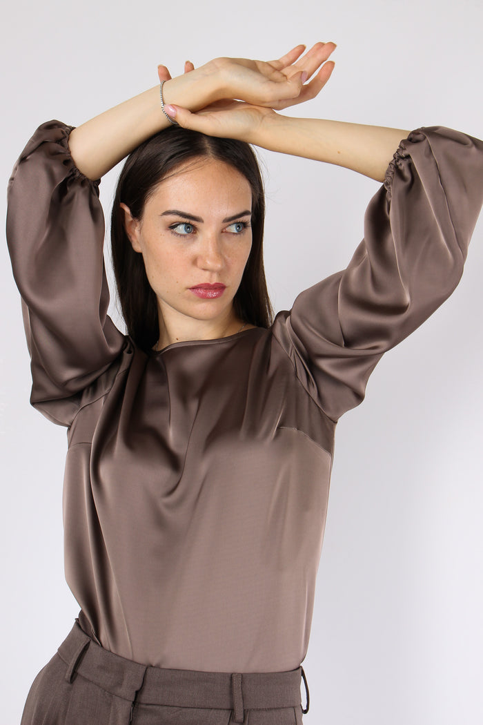 Blusa Effetto Raso Manica Pall Orzo-8