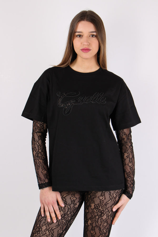 T-shirt Logo Pizzo Nero