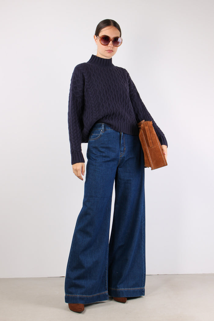 Yard Maglia Over Trecce Blu