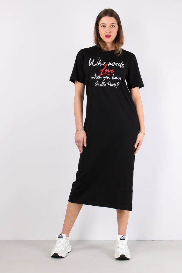 Abito Lungo Cotone Love Nero