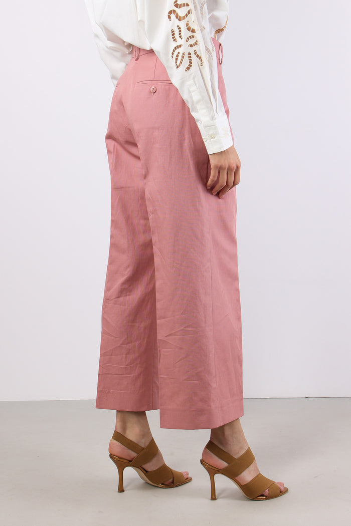 Zircone Pantalone Cropped Misto Lino Rose-6
