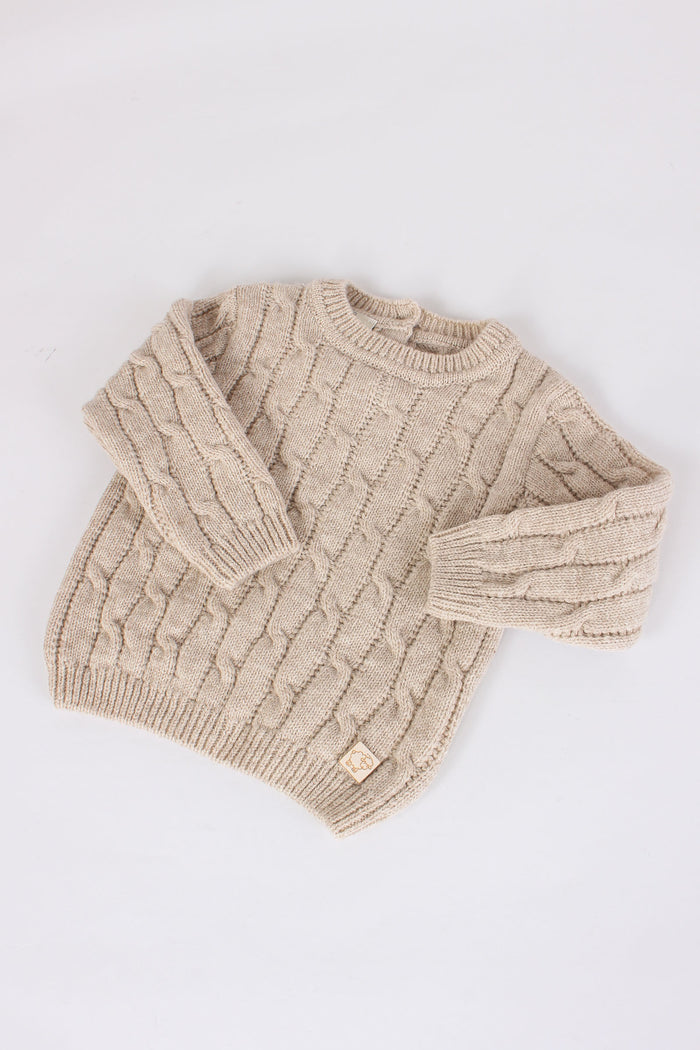Pullover Treccia Cardato Beige-4