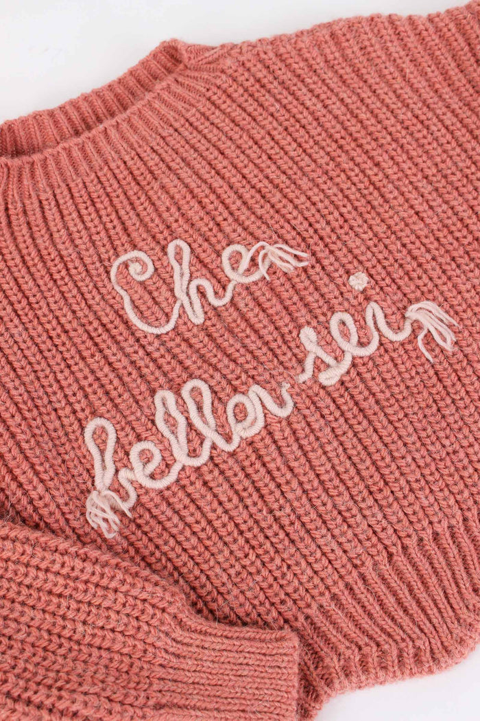 Pullover Coste Ricamo Rosa-4