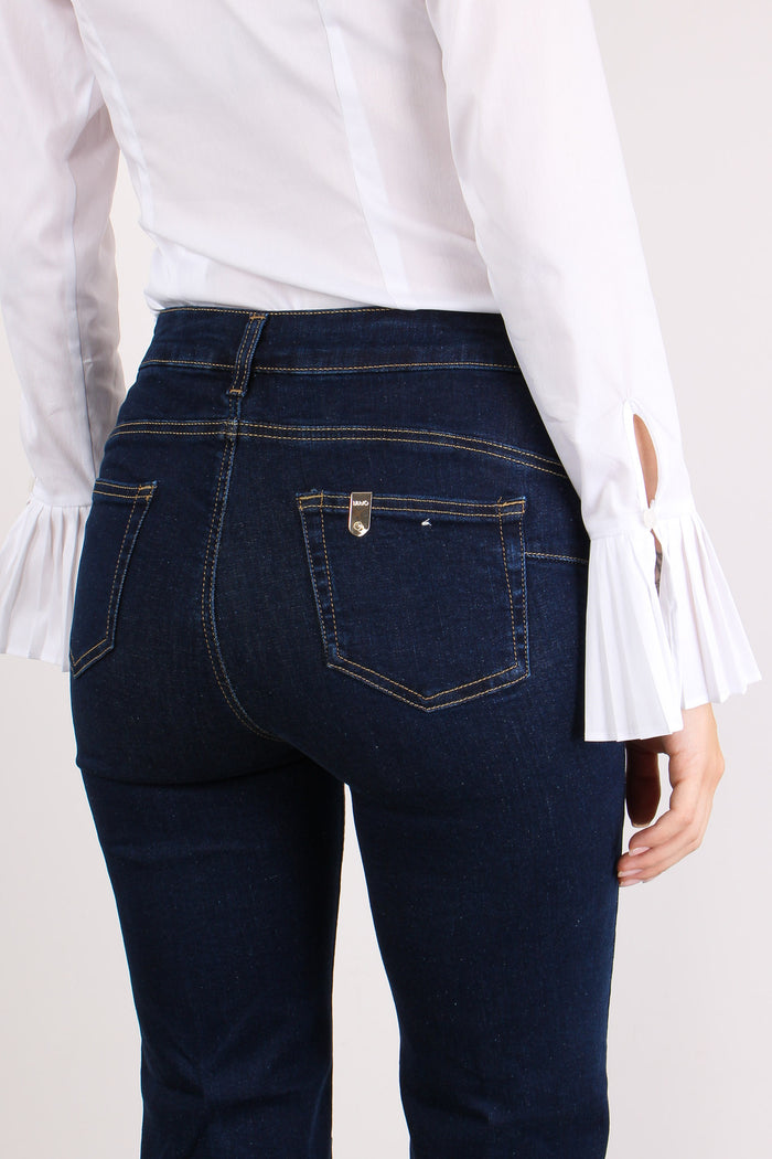 Pantalone Mid Flare Pulito Denim Scuro-6