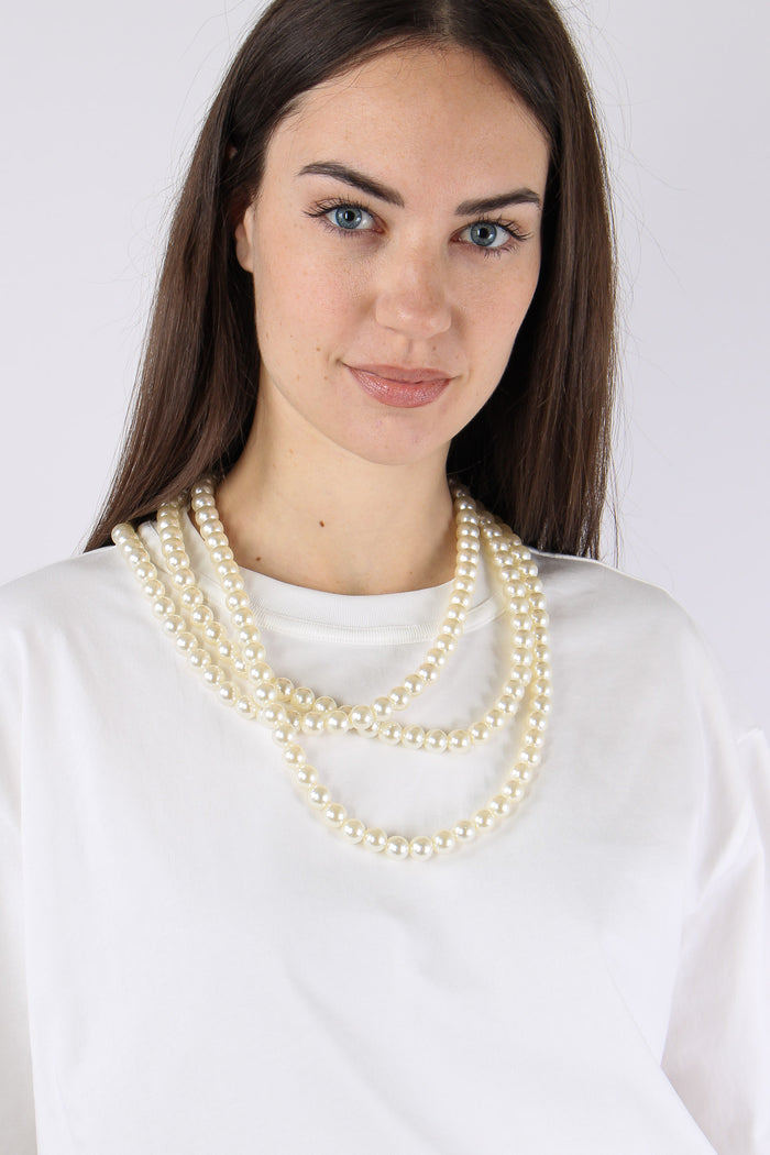 T-shirt Over Collana Bianco-8