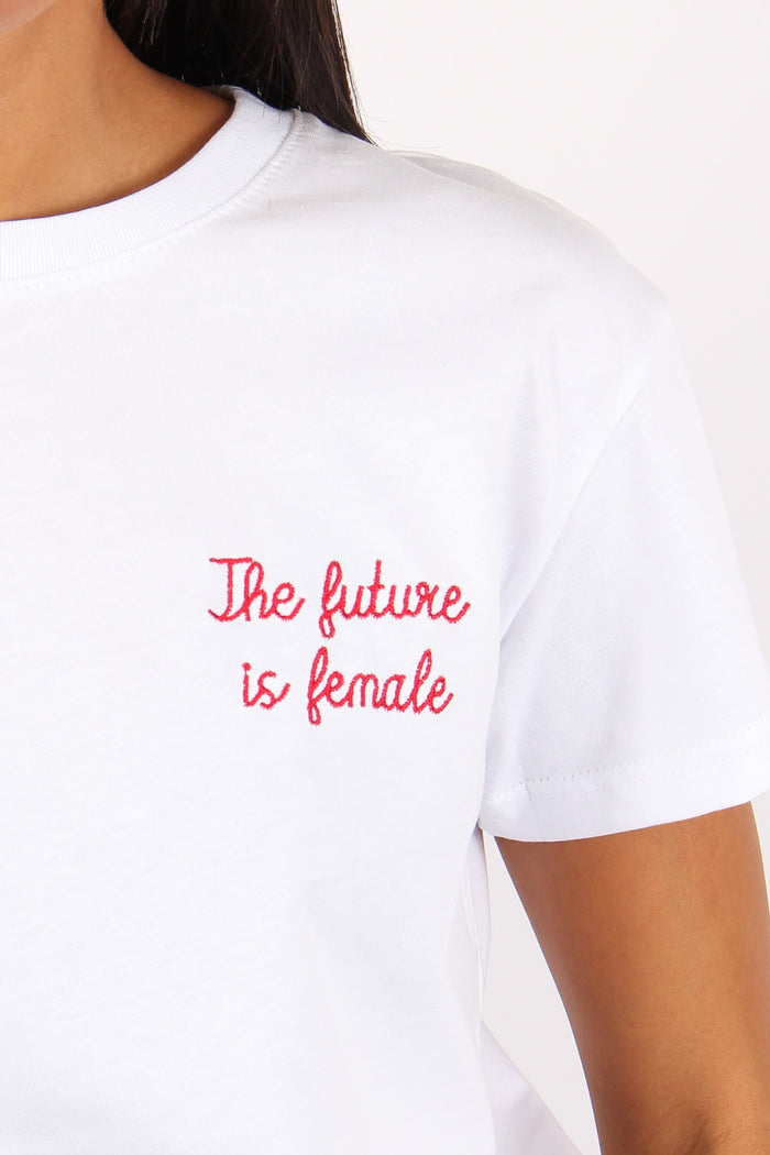 Maglia Ricamo The Future Is F Bianco-7