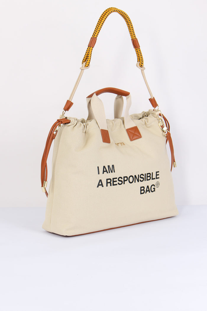 Responsible Sacca Canvas Off White/cuoio-6
