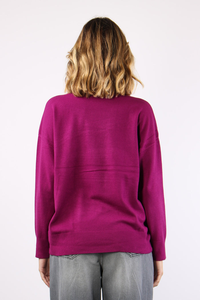 Maglia Over Collo Alto Magenta-3