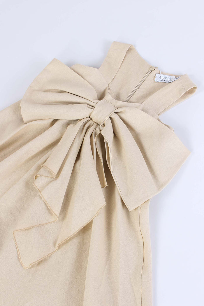 Abito Lino Fiocco Davanti Fantasia-3