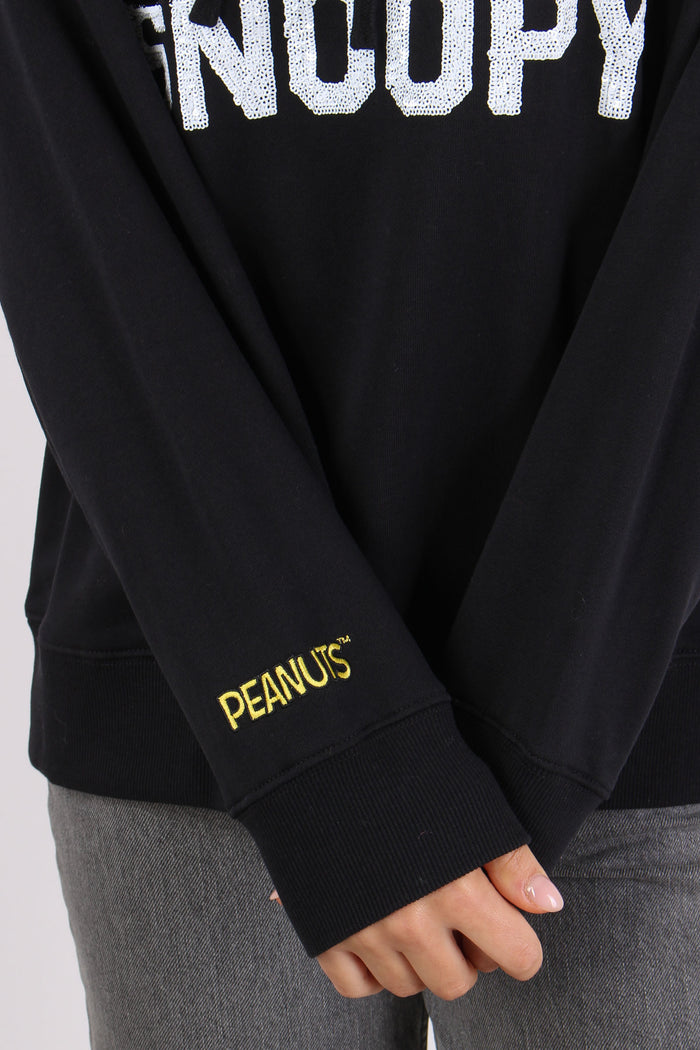 Felpa Cappuccio Snoopy Strass Nero-8