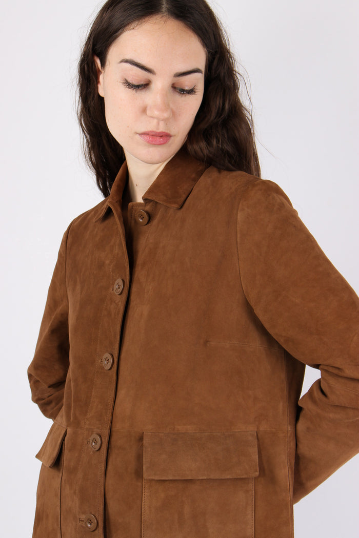 Trench Corto Camoscio Cognac-4
