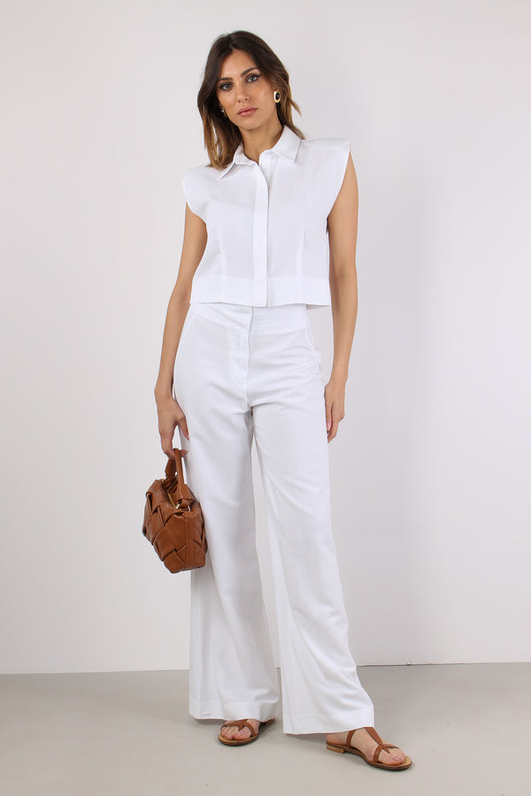Camicia Smanicata Spalline Bianco
