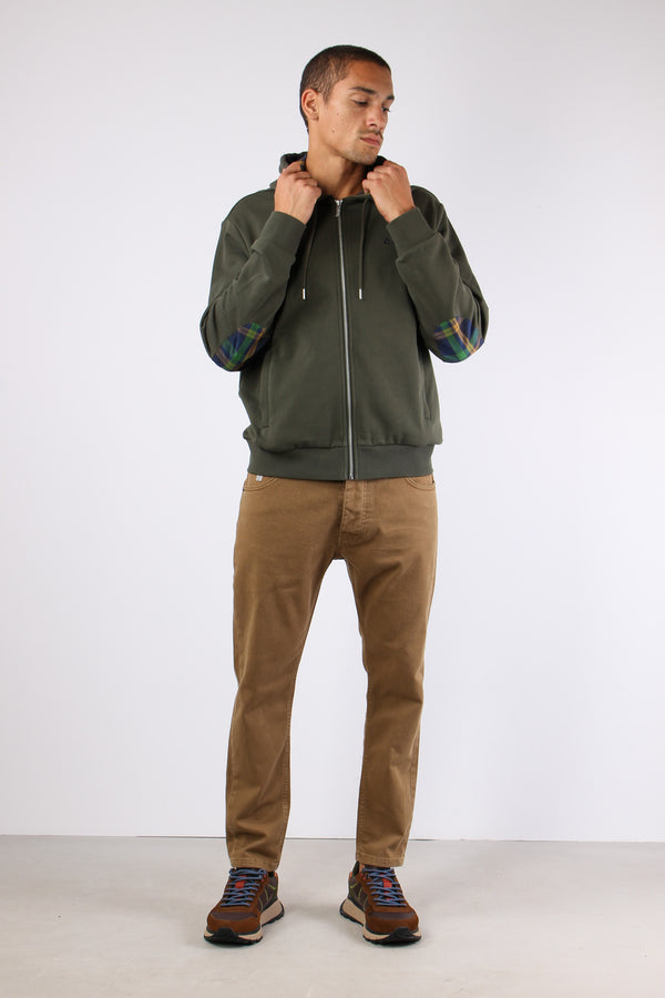 Felpa Zip Toppe Contrasto Militare-2