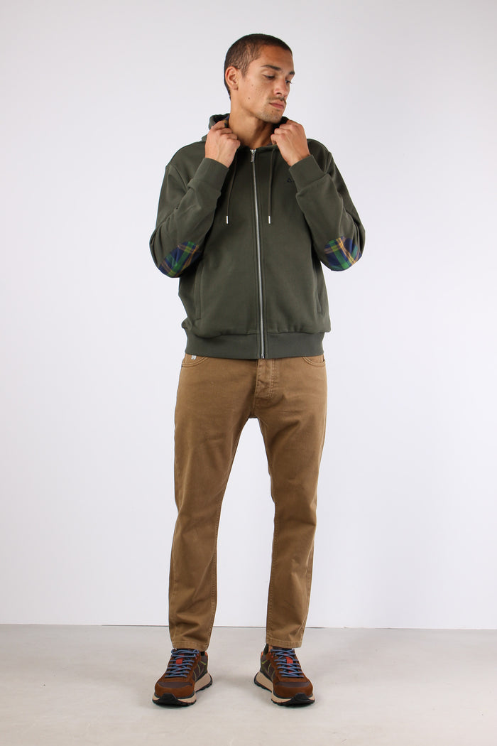 Felpa Zip Toppe Contrasto Militare-2