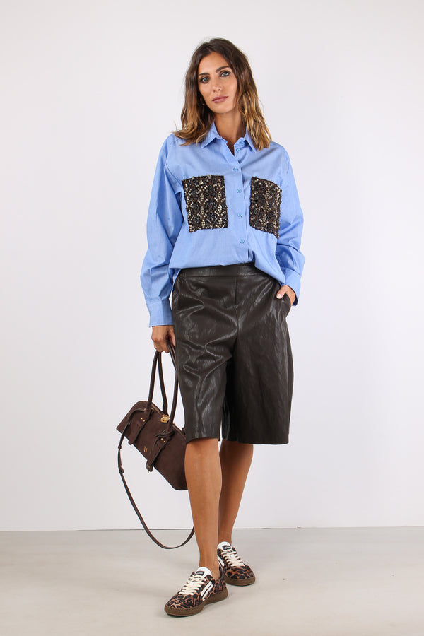 Camicia Tasche Paillettes Oxford