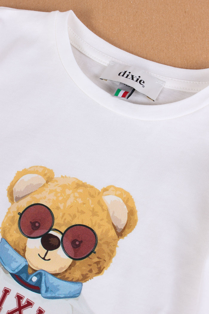 T-shirt M/l Stampa Orsetto Off White-5