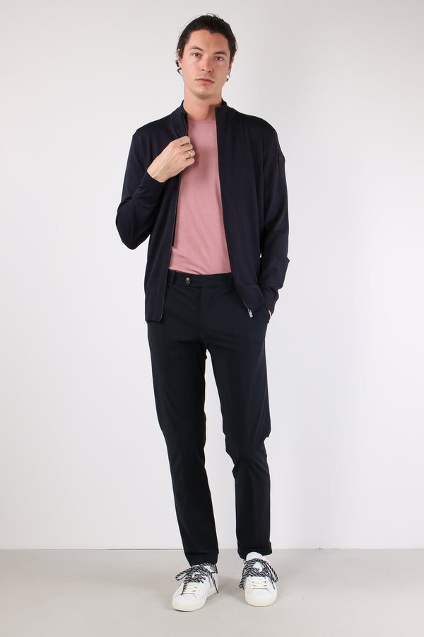 Maglia Full Zip Tessuto Tecnico Blue