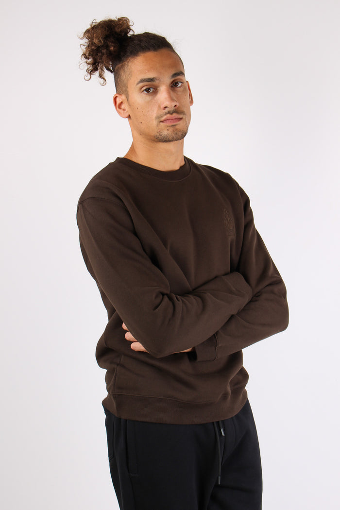 Felpa Girocollo Logo Ricamo Moro-5