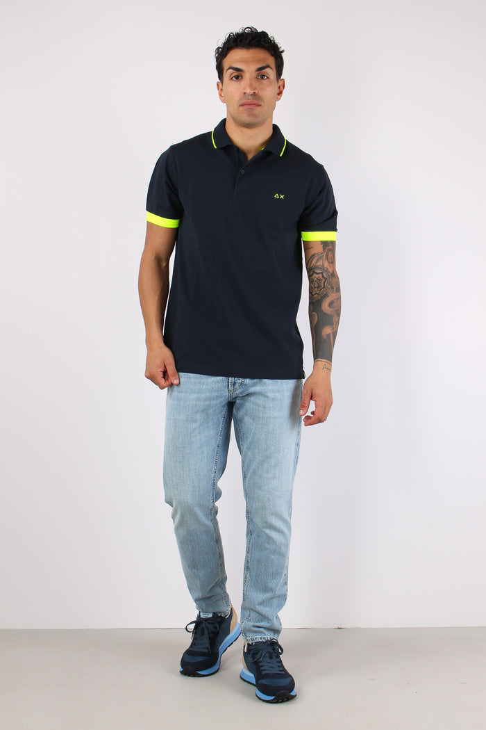 Polo Colletto Filo Navy Blue