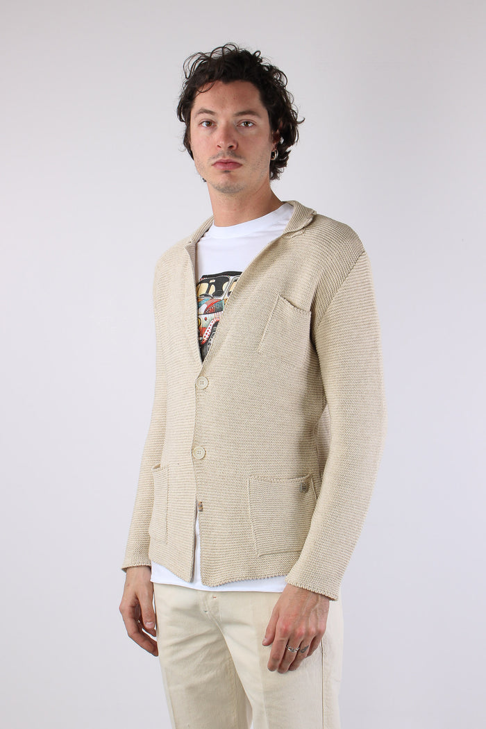 Giacca In Maglia Beige-4