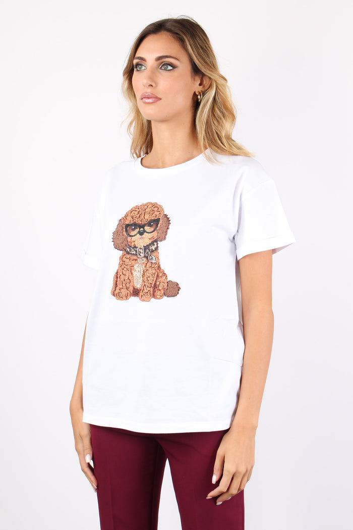 T-shirt Stampa Barboncino Bianco Fluffy Dog-6