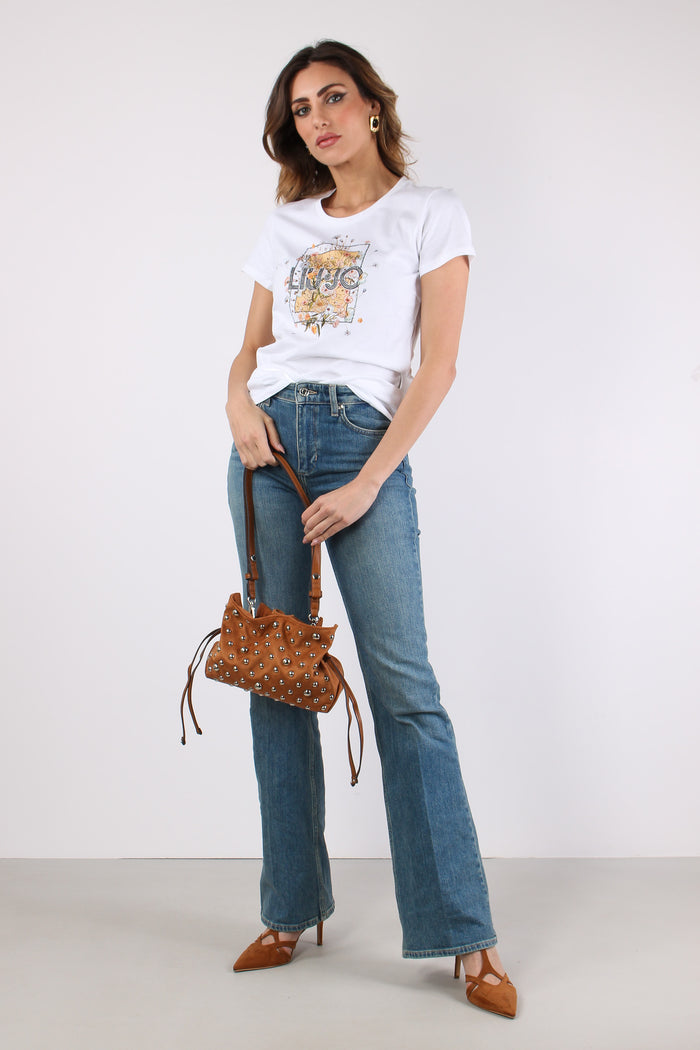 T-shirt Slim Fantasia Fiori Bianco/foulard-4