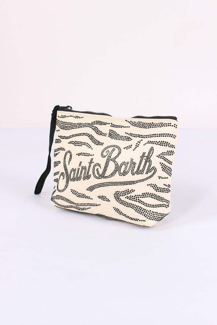 Aline Pochette Strass Bianco/nero-4