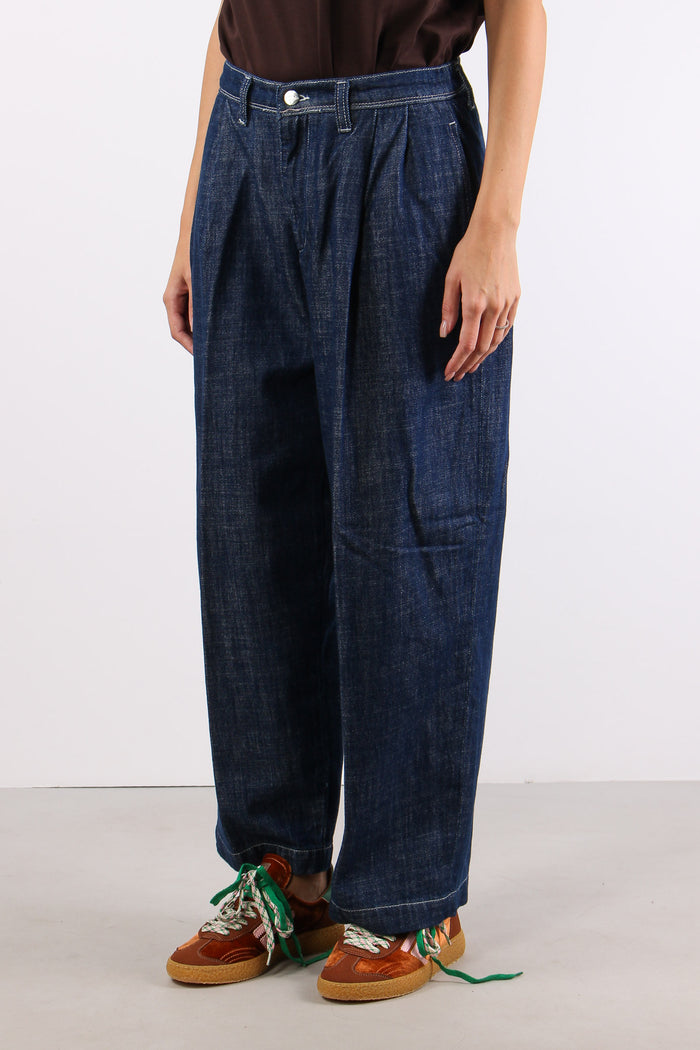 Pantalone Relaxed Wide Leg Blu Navy-3
