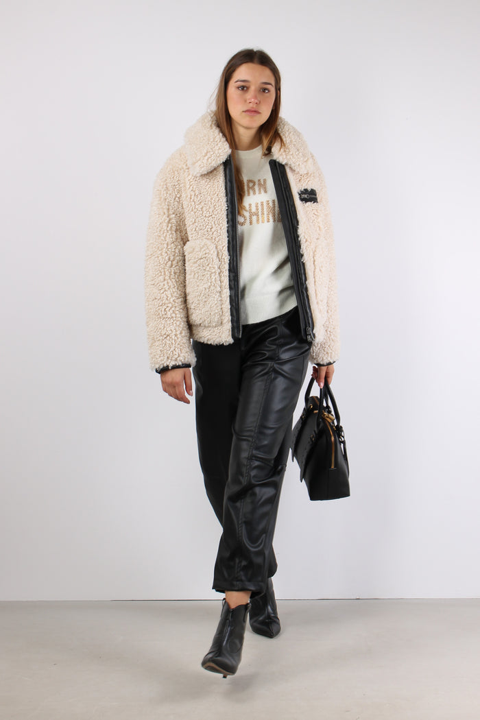 Hester Giubbotto Teddy Zip Eco Beige-7