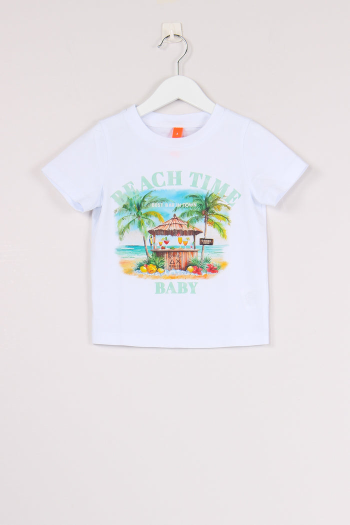 T-shirt Stampa Beach Bianco