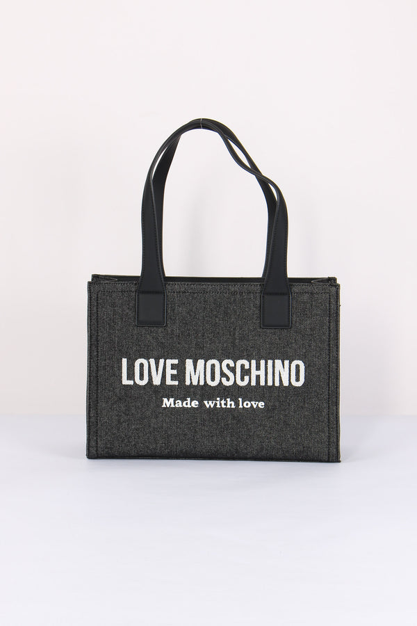 Shopping Rigida Effetto Denim Nero