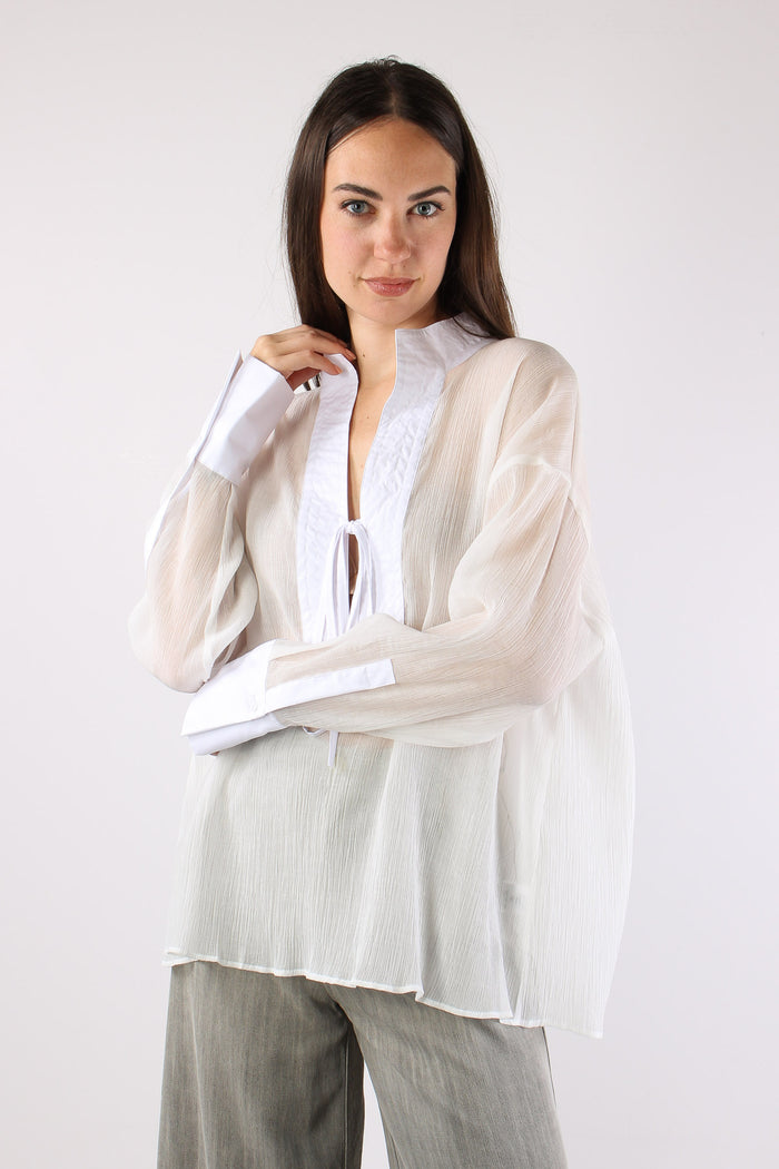 Camicia Chiusura Fiocco White-3