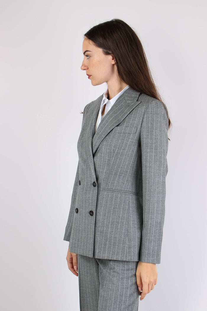 Giacca Lurex Gessata Grigio-7