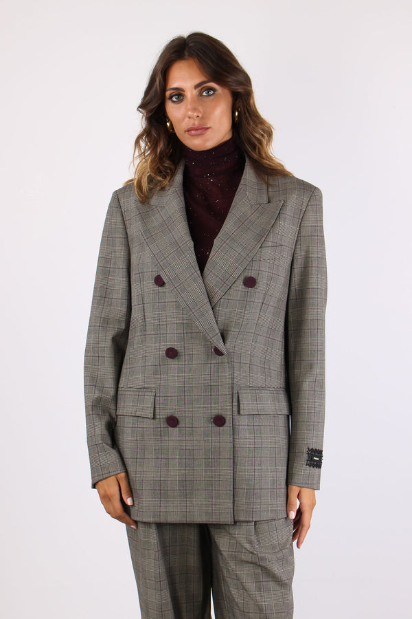 New Guinea Giacca Misto Lana Beige/bordeaux-2