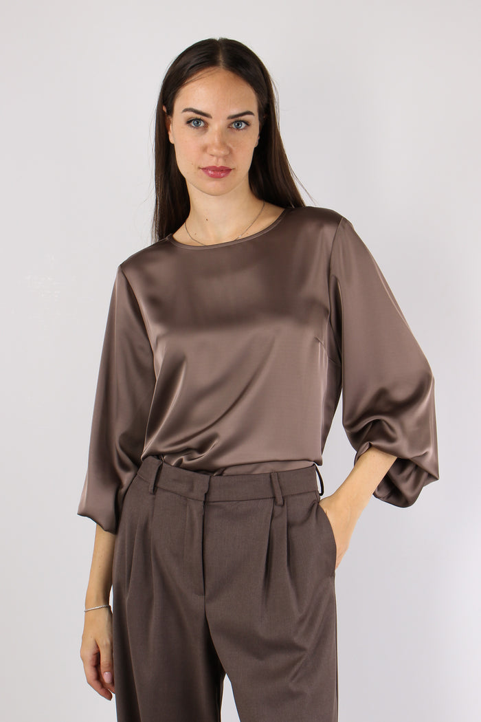 Blusa Effetto Raso Manica Pall Orzo-2