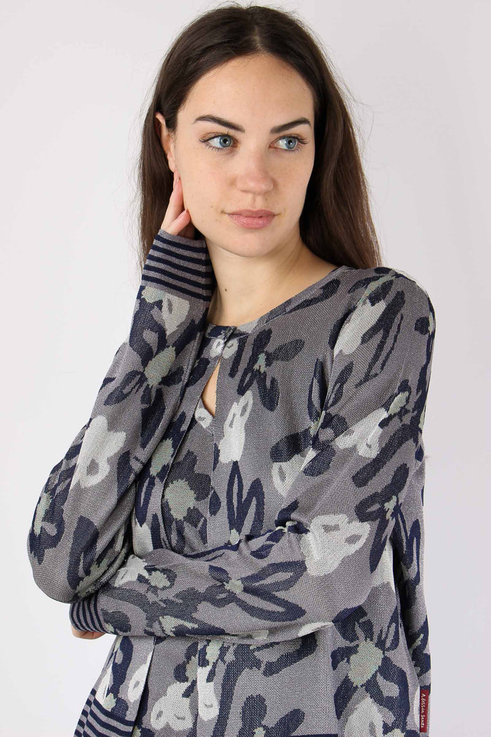 Cardigan  Jacquard Lurex Blu/salina-6