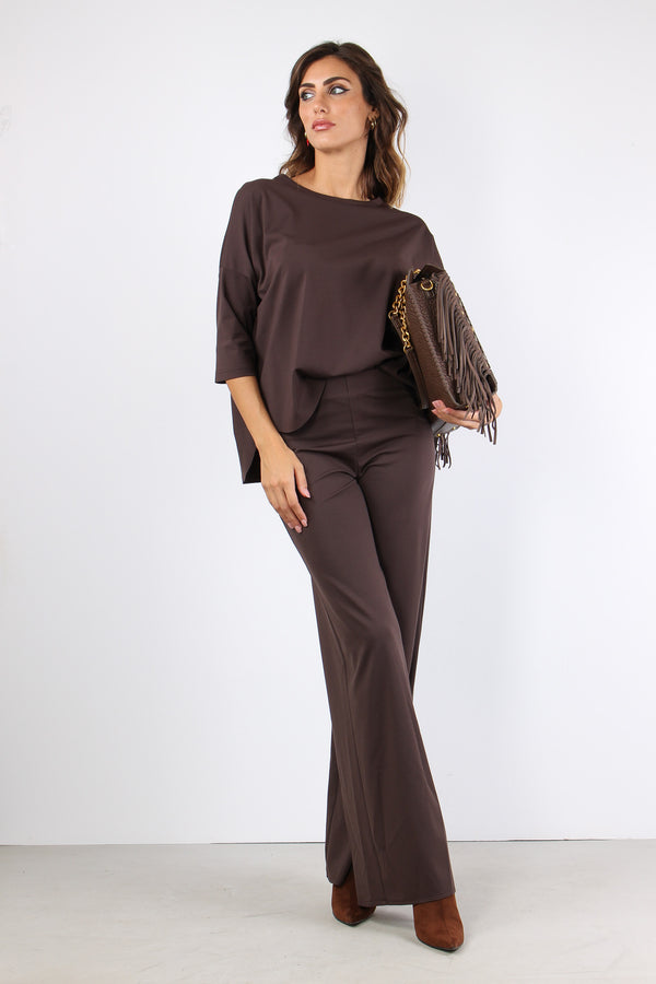 T-shirt Manica 3/4 Misto Visco Moro