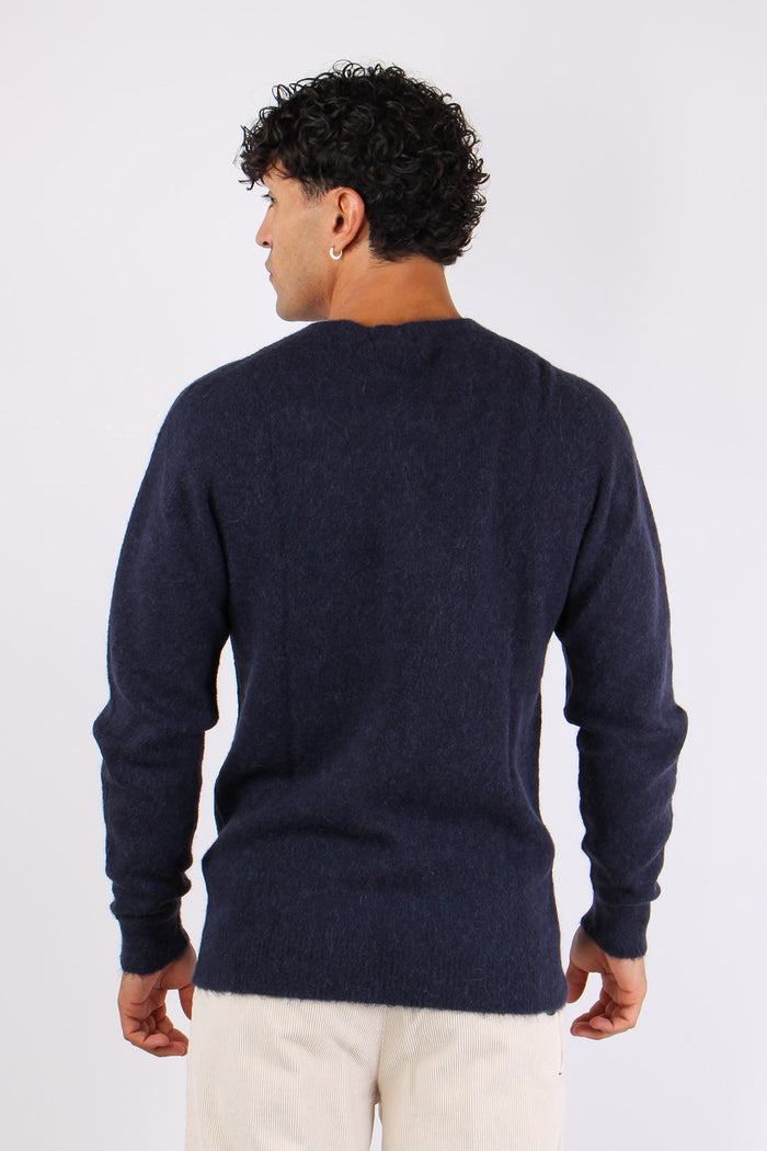 Maglia Girocollo Misto Alpaca Blu-4