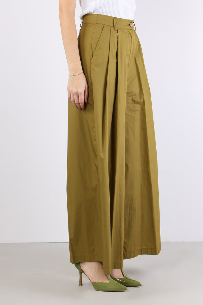 Pantalone Cotone Doppia Pences Olio-4