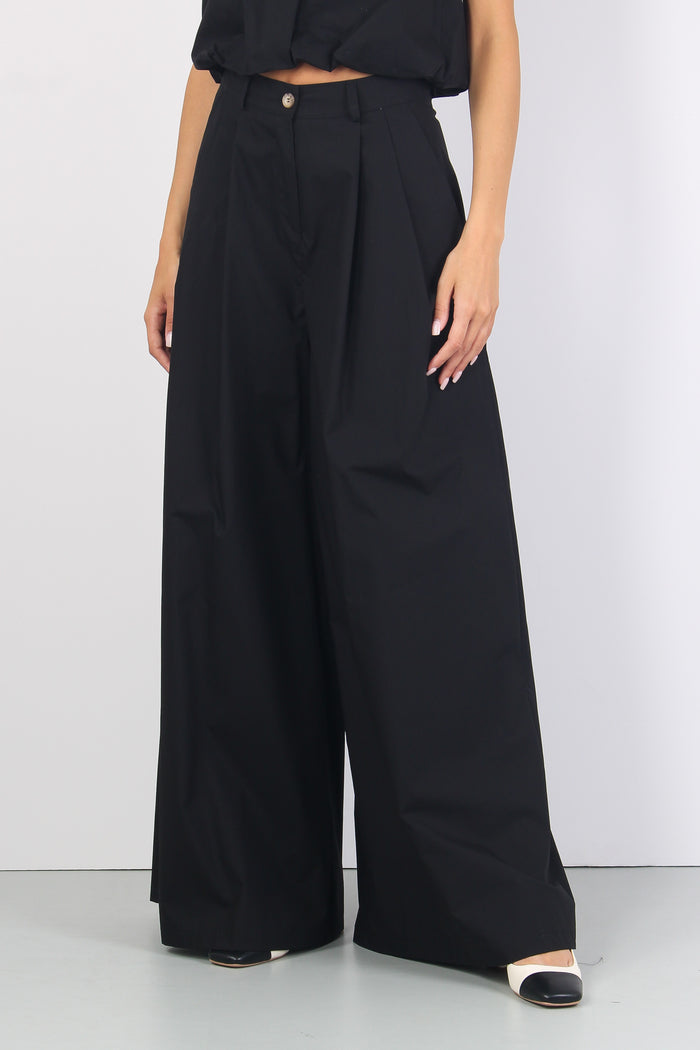 Pantalone Largo Cotone Pences Nero-7