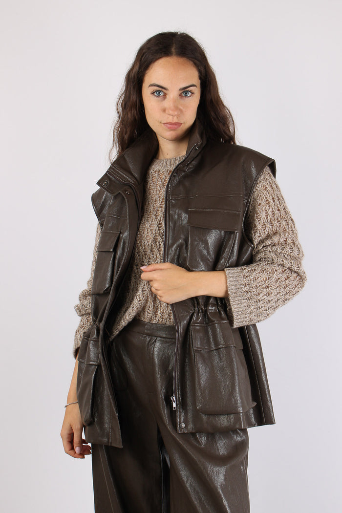 Smanicato Ecopelle Maxi Tasche Fango-3