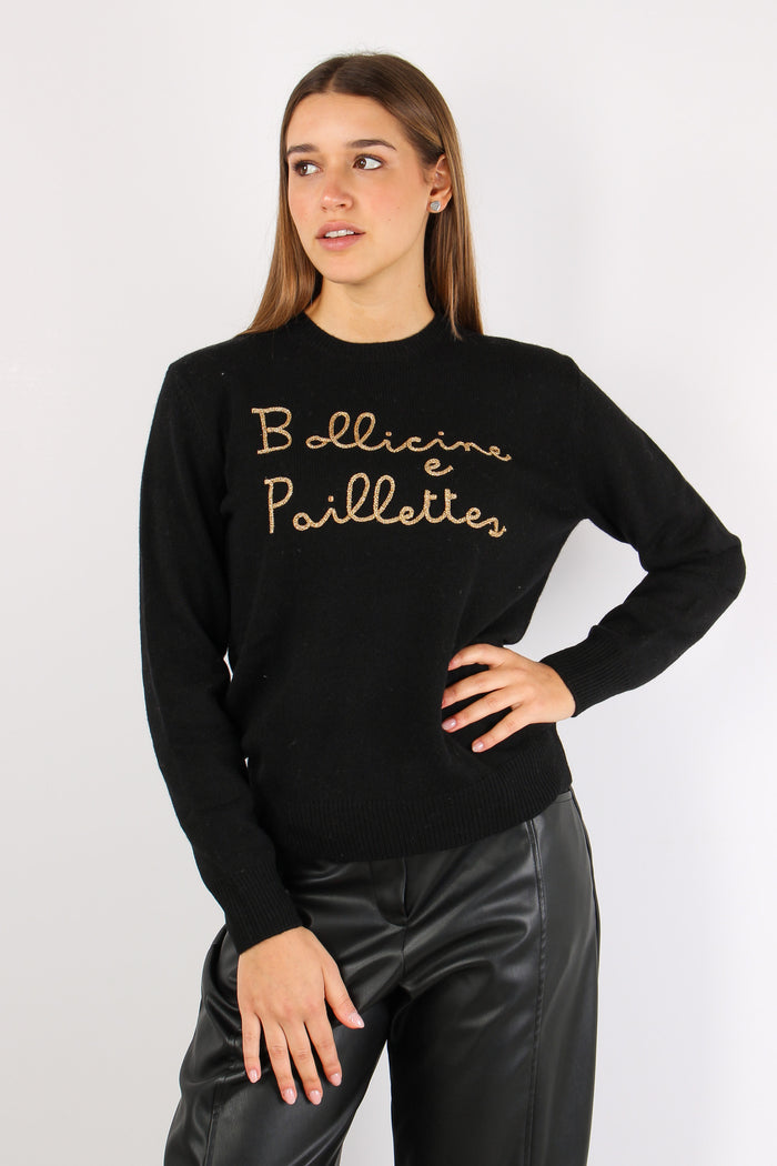 Girocollo Bollicine Paillettes Nero-2