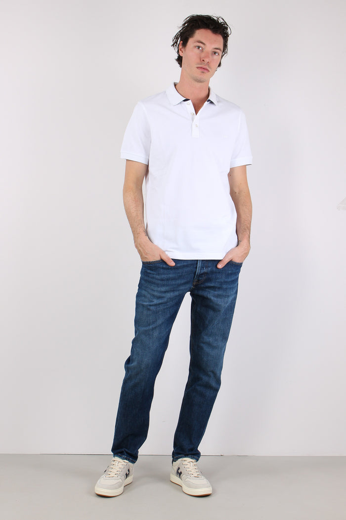 Polo Colletto Contrasto Bianco-4